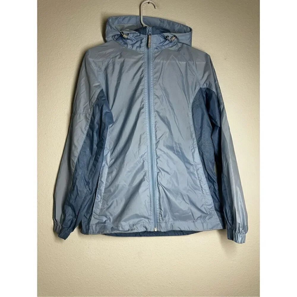 Columbia Jacket Wind Breaker Sportswear Light Blue Women's Size S Hooded